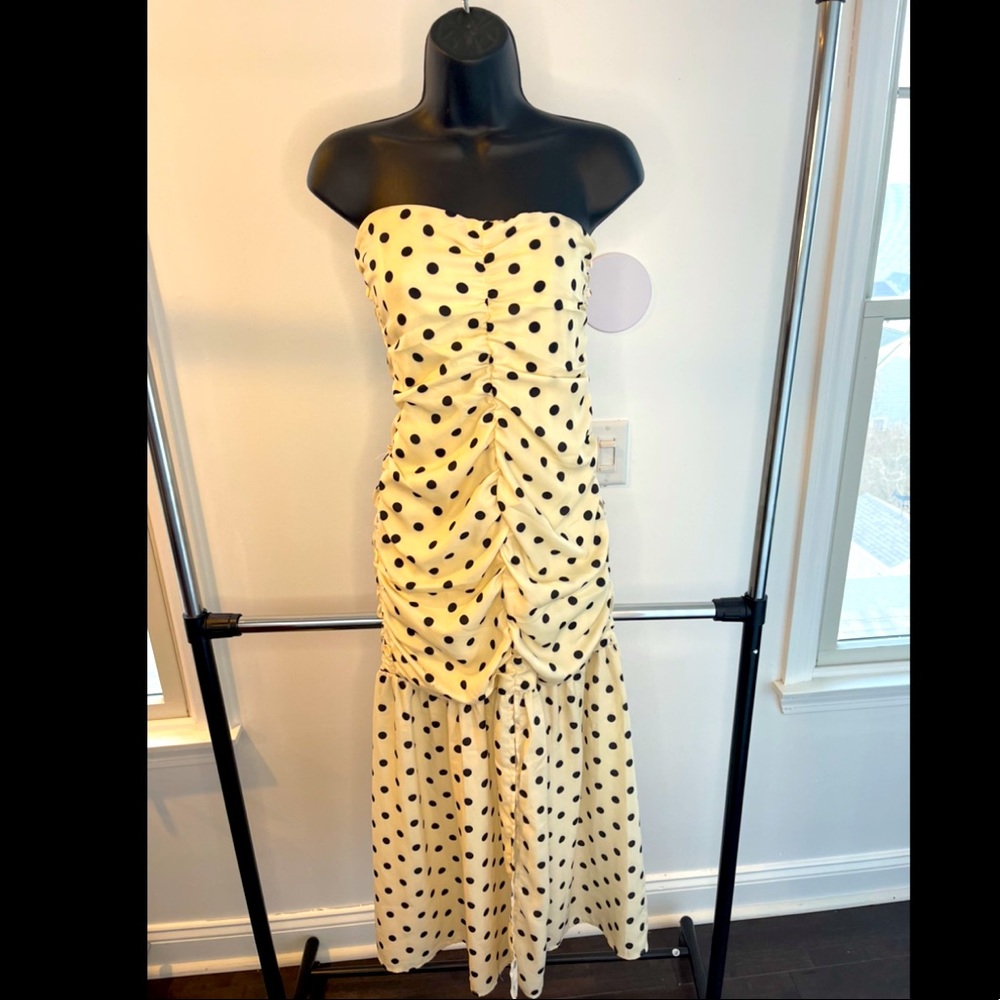 Urban outfitters strapless polkadot dress